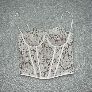 New Elegant White/Tan Corset Top